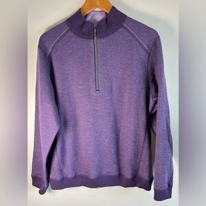 Tommy Bahama 1/4 Zip Pullover Sweater Reversible L Coastal Violet Cotton Tencel